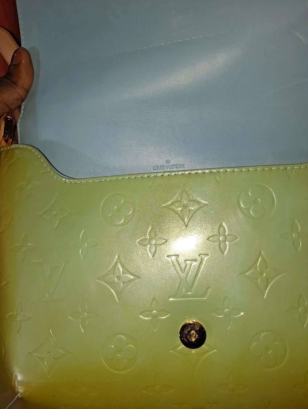 Louis Vuitton Thompson In Lime Green Vernis Monogram Shoulder Bag